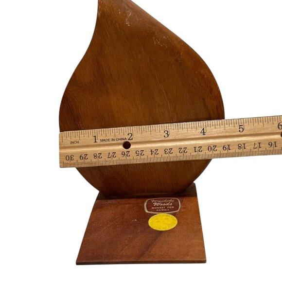Waikiki Woods Monkey Pod Bookends Hawaii Hand-Carved Wooden Leaf Design READ - Picture 7 of 8